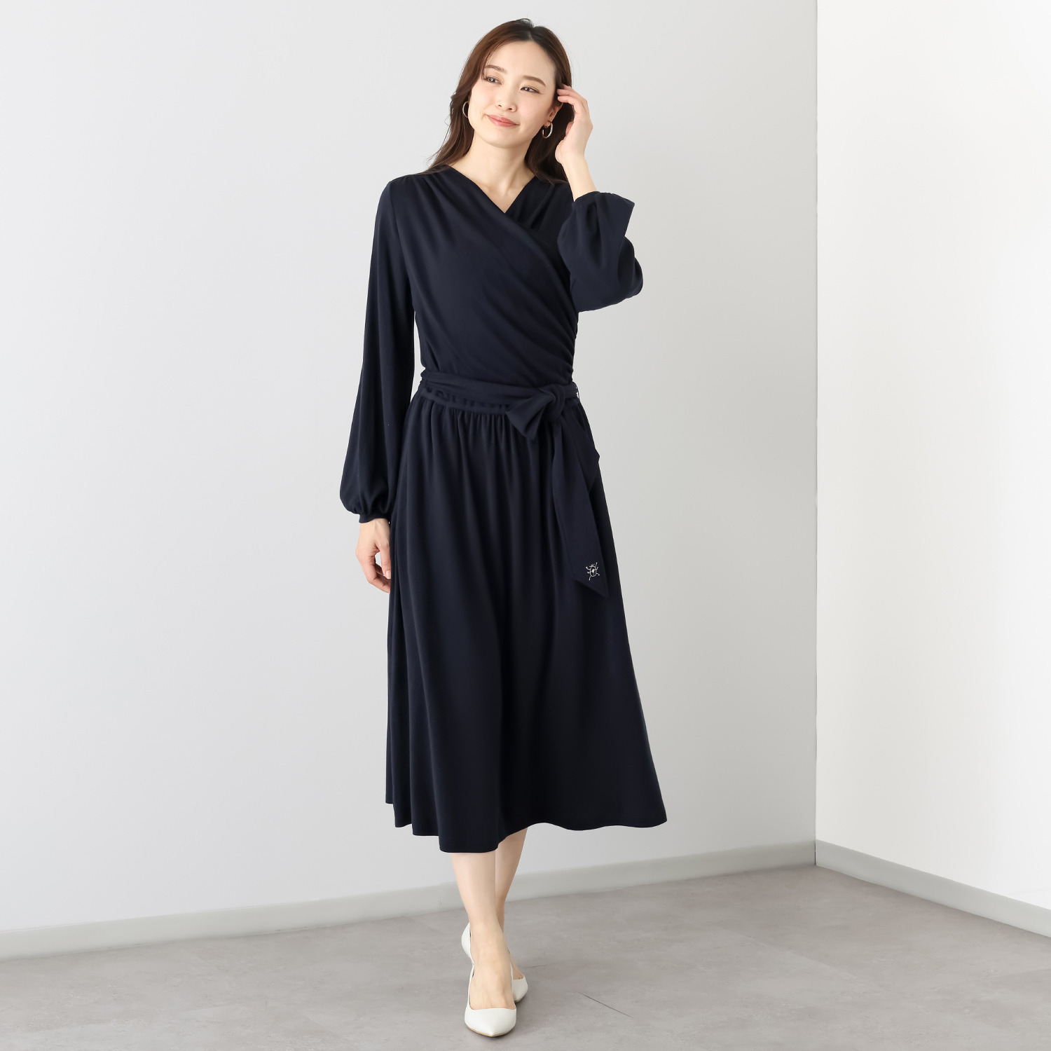 ホリーズ　アズ 共布ベルト付 カシュクールドレス