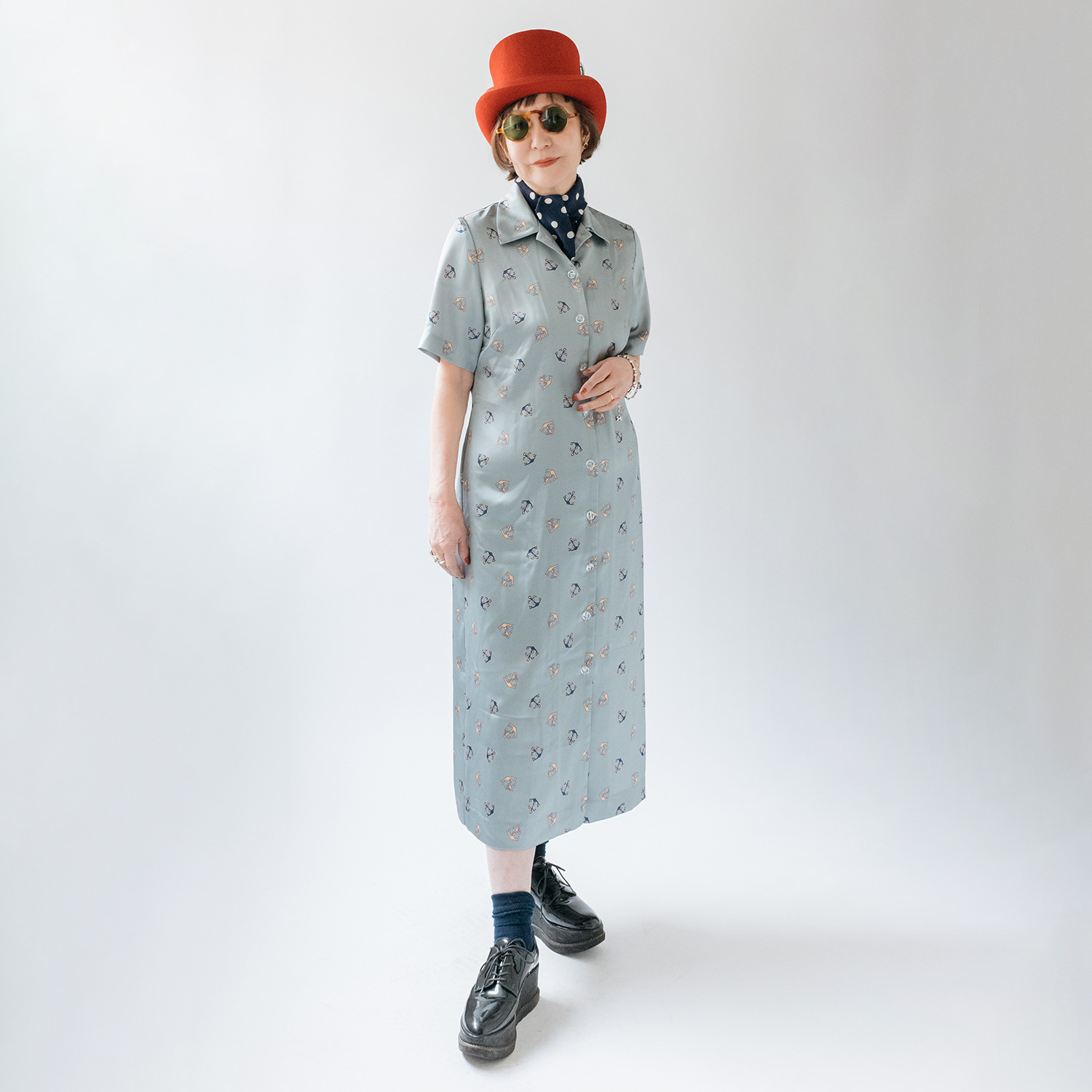 エムジェイアール　バイ マチコ　ジント　ロンドン オリジナルプリント ロングシャツワンピース