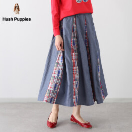 ハッシュパピー パッチワーク切替 プリーツスカート
