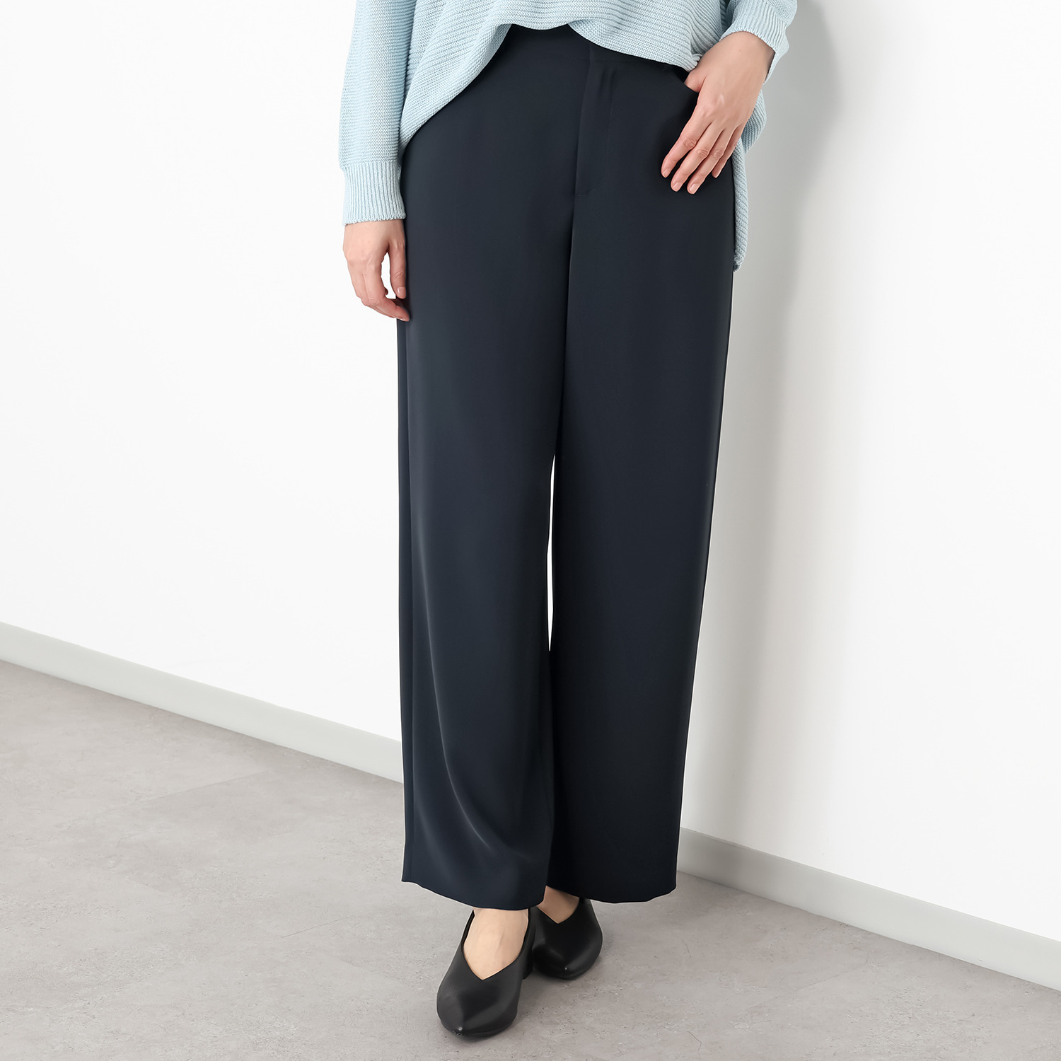 ミスキョウコ 日本製 マカロンツイル ワイドパンツ