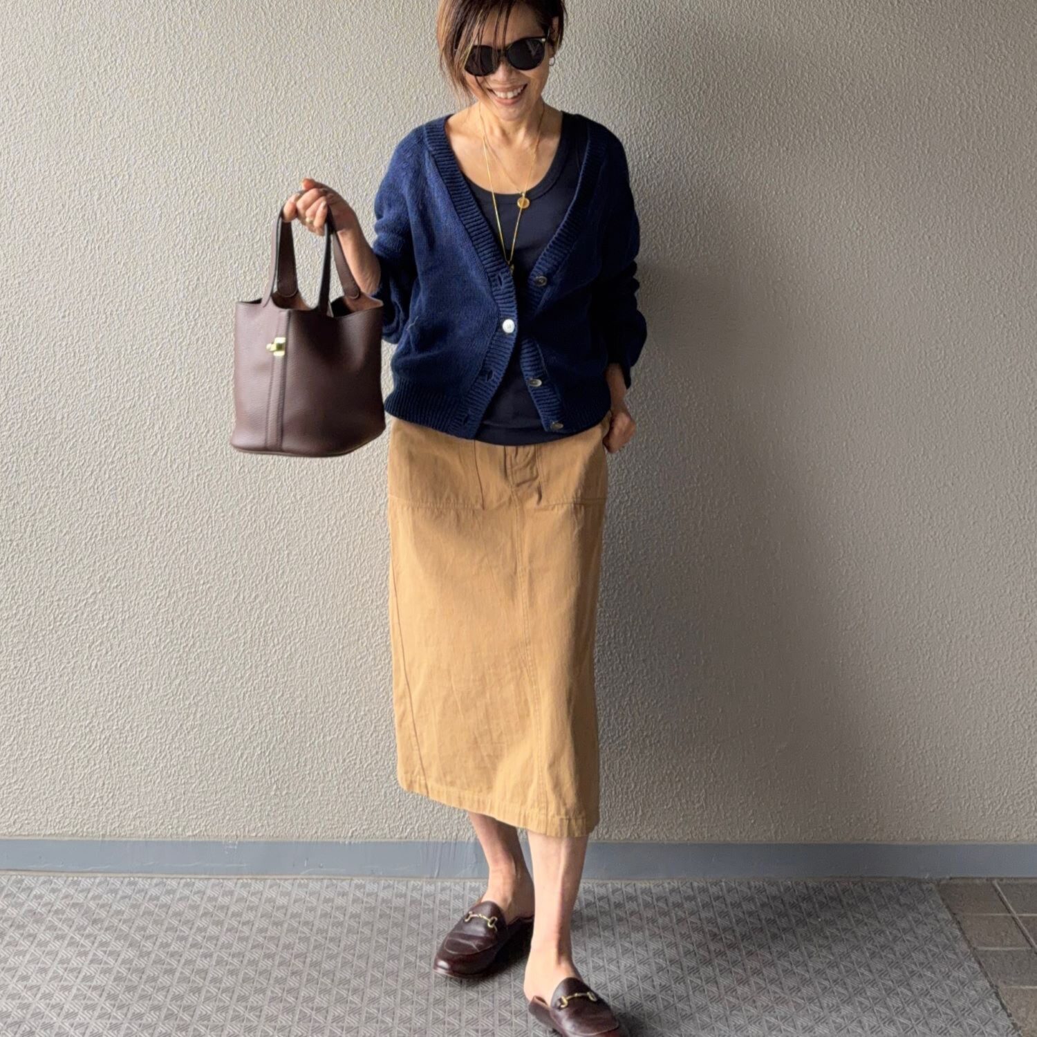 ラソエヌサーティスリー ディグリーズ バイオウォッシュ加工 ウエスト調整可能 ワークカーゴスカート