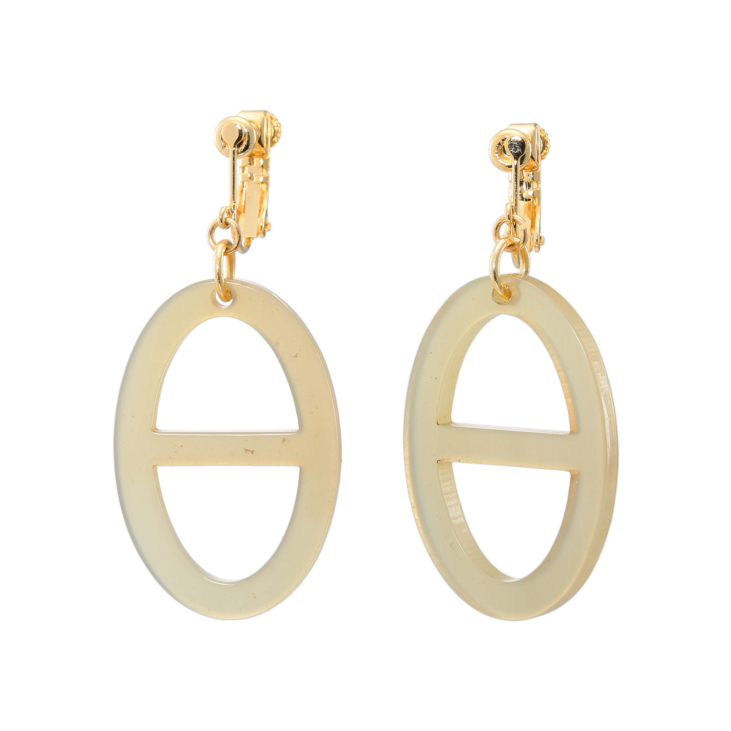 グレイスモア 飴色水牛 アンカーチェーンデザイン スウィング イヤリング／ピアス