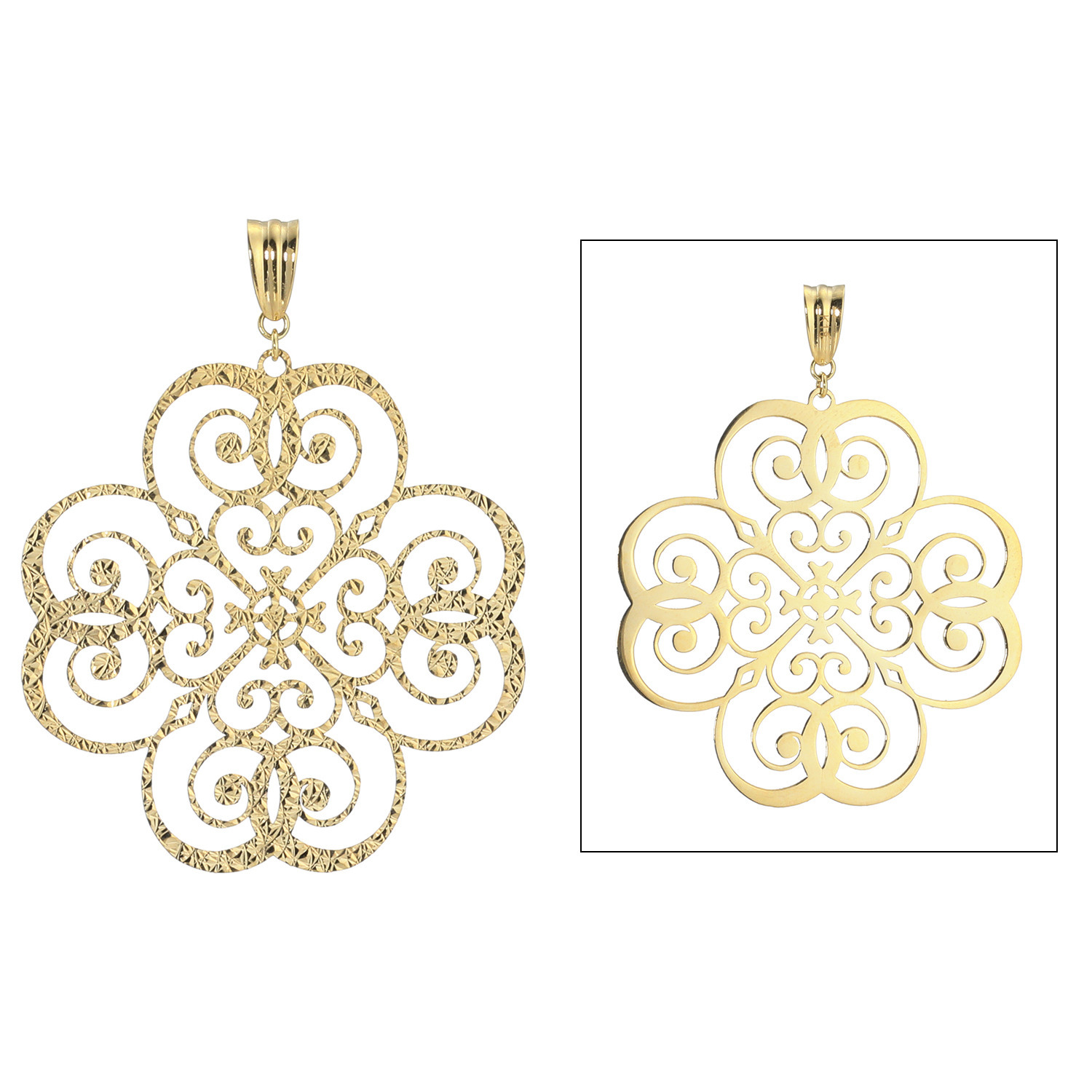 オーサムジュエリー １８Ｋ クローバーデザイン 透かし柄 リバーシブル ペンダントトップ