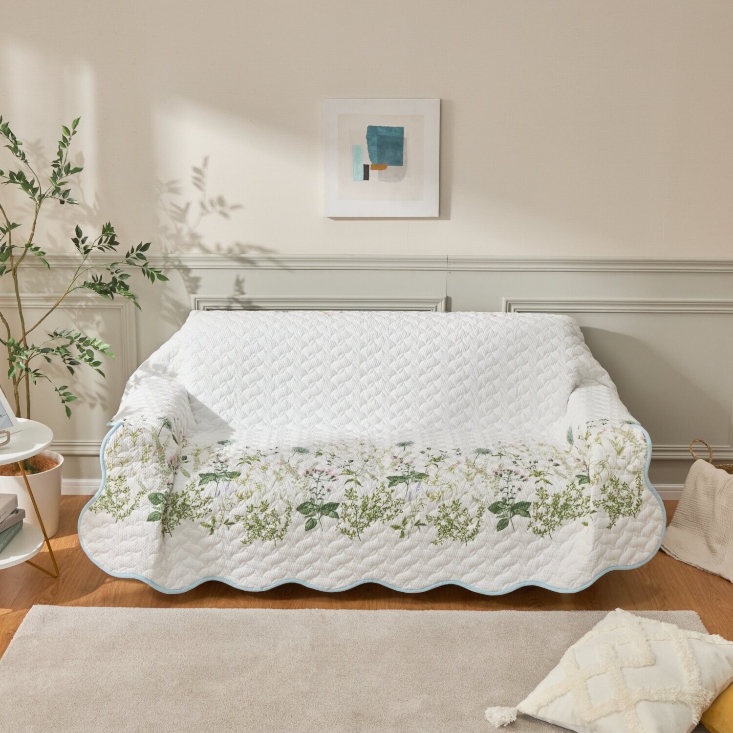 大津毛織 綿混やわらかリップル リバーシブルマルチカバー ＜正方形＞