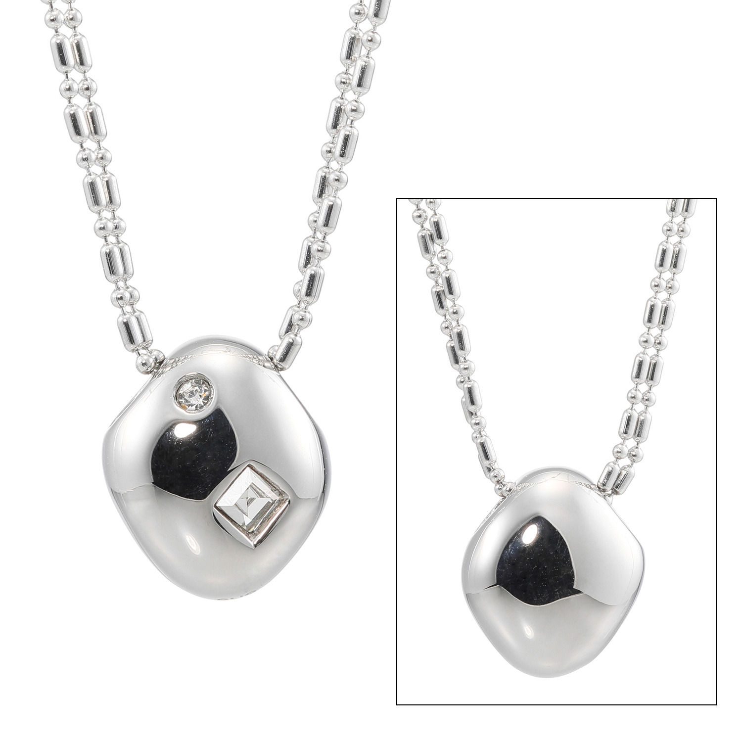 ラフィナリスタ サージカルステンレス ２連シリンダー ボールチェーン リバーシブルペンダント