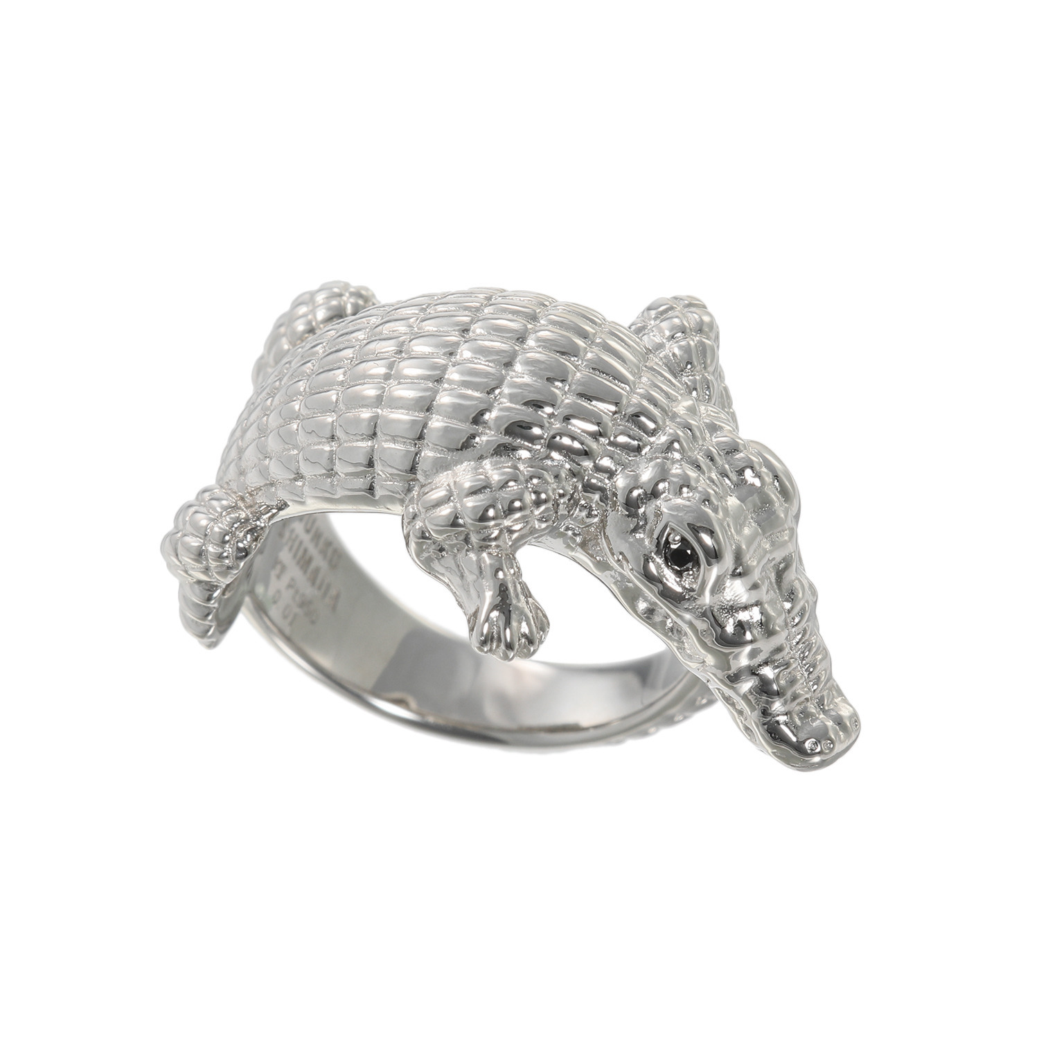 ジュンコ　シマダ プラチナ９５０ Ｋｏｏ−Ｆｕ ブラックダイヤモンド クロコダイルモティーフ リング