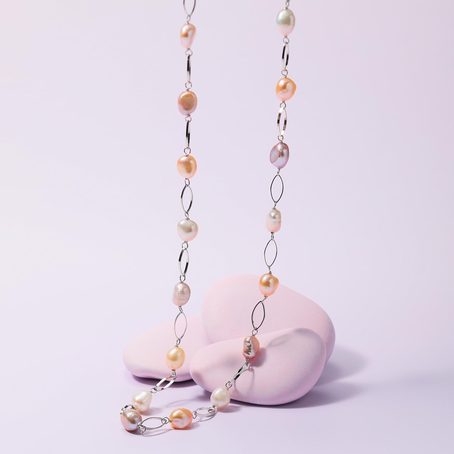 ペレフェリーク 淡水パール マーキスパーツ ステーション ロングネックレス