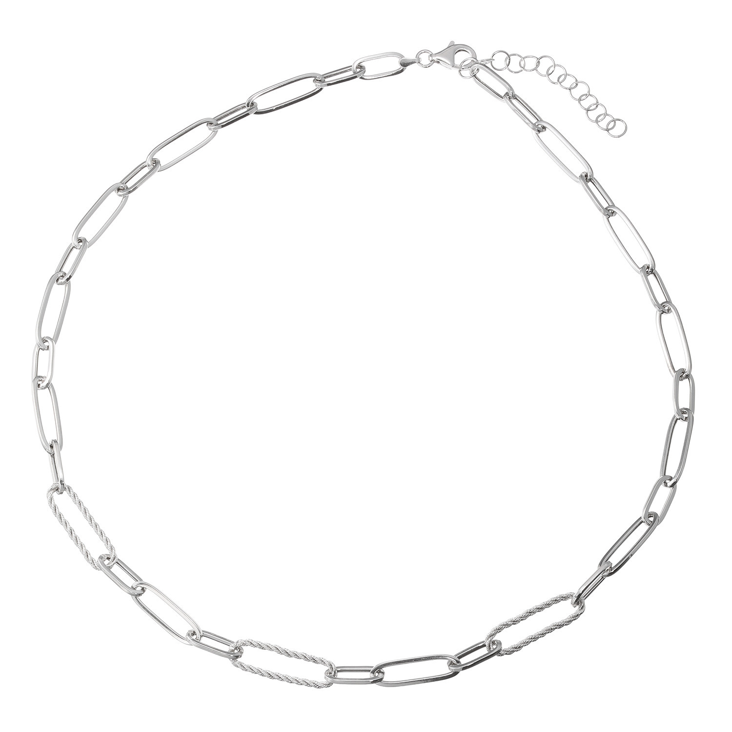 エクセラ イタリアン・シルバー ２層コーティング ペーパークリップチェーン ネックレス