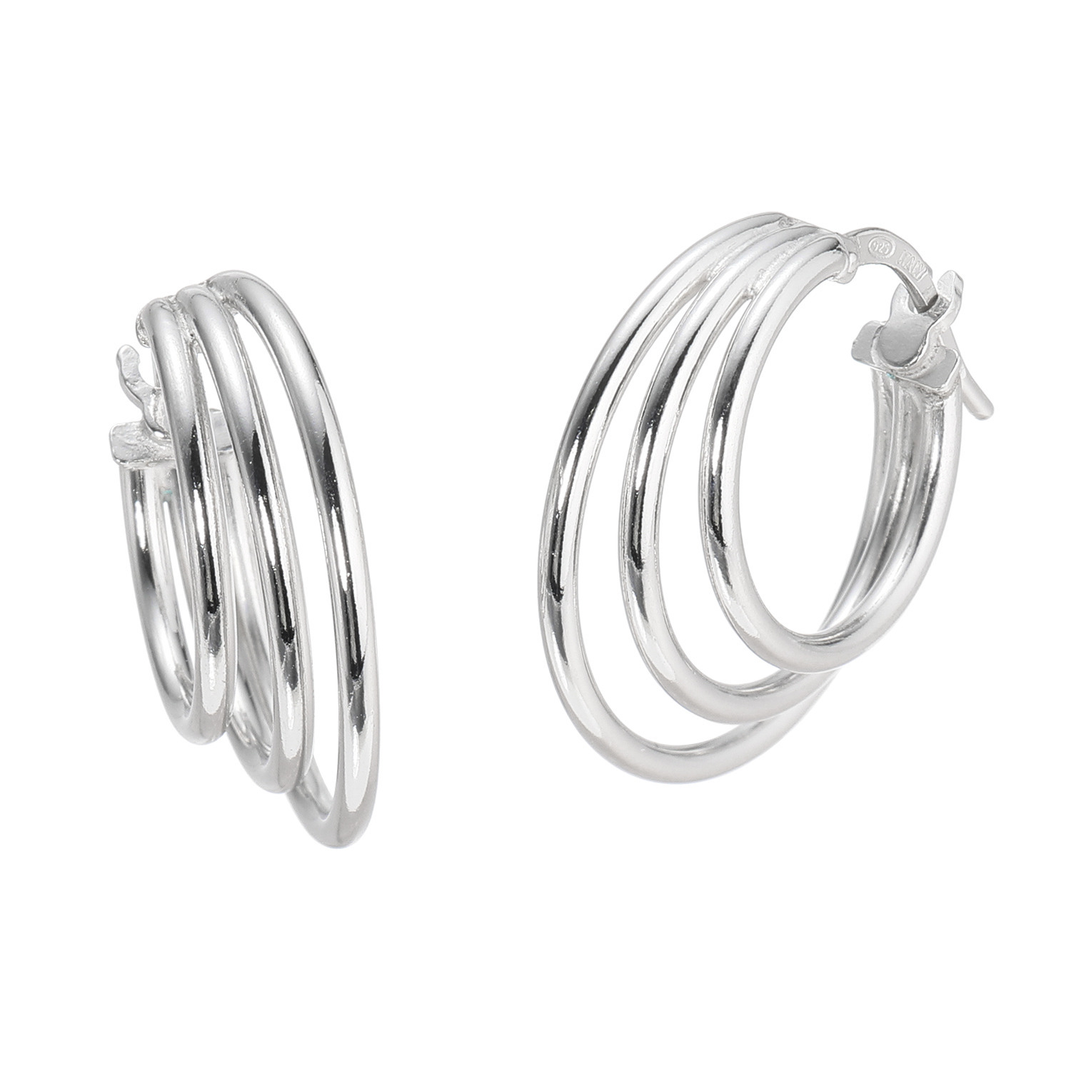 エクセラ イタリアン・シルバー ２層コーティング ３連サークルチューブ フープピアス