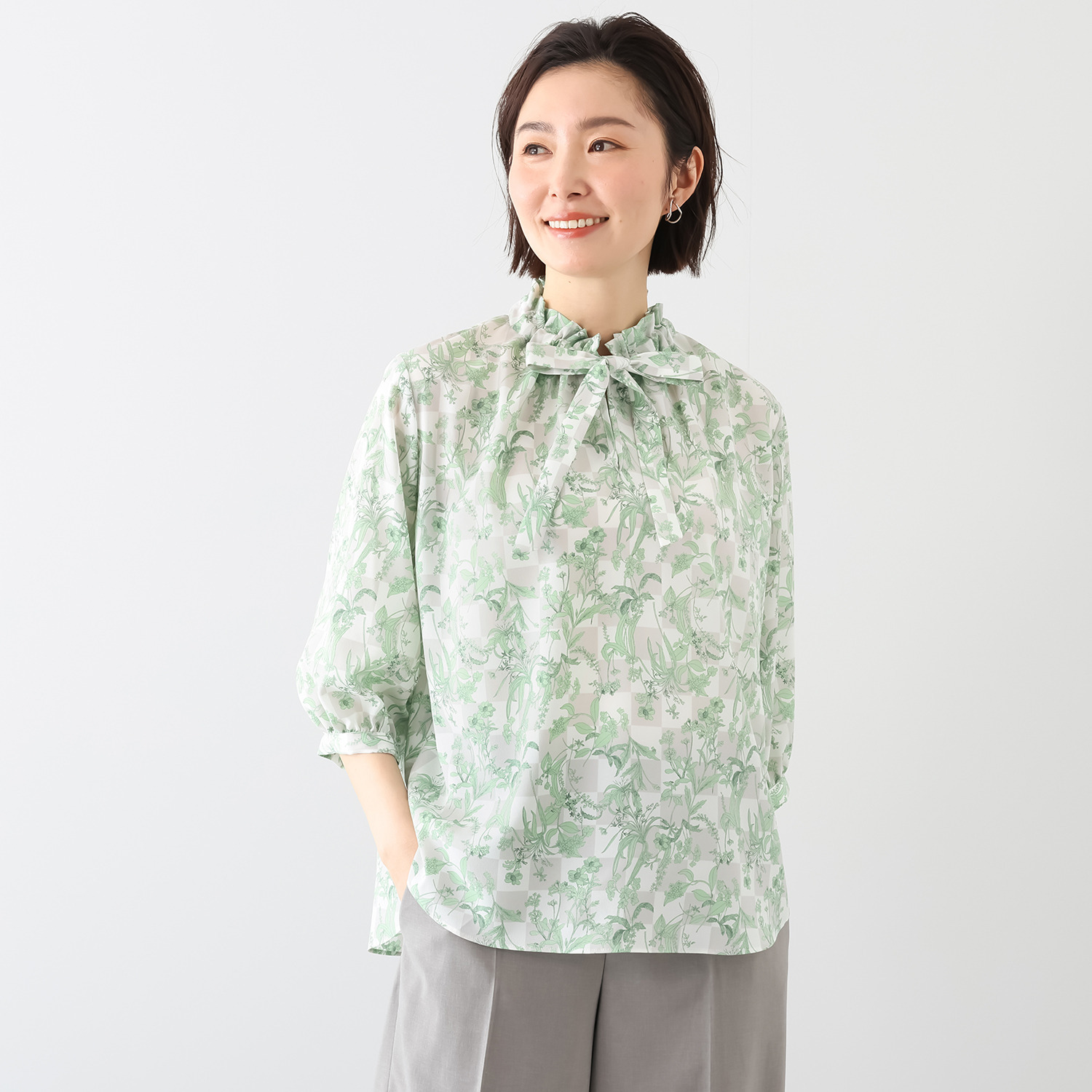 イフェメル／ ダブルフェーストーキョー 日本製 ボタニカル柄 フリル