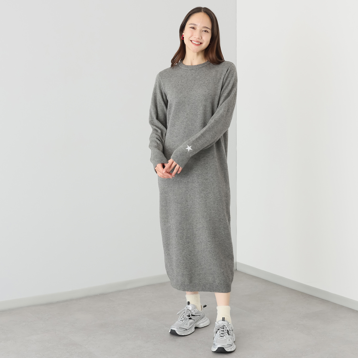 イシカワラボ☆ヒトミ 星刺しゅうアクセント ボクシーなラインの