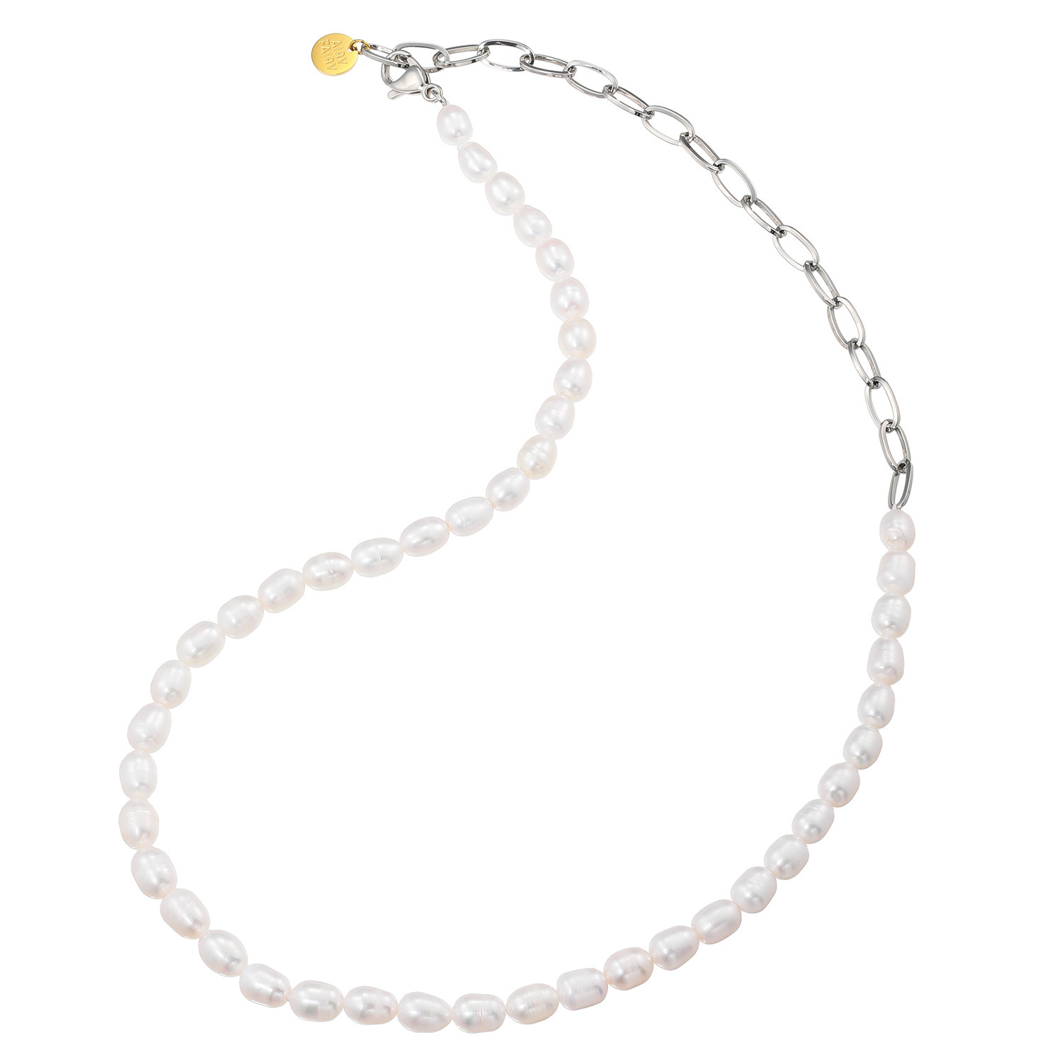 エアリーフェアリー 淡水パール＆ ステンレスチェーン スタイリッシュネックレス