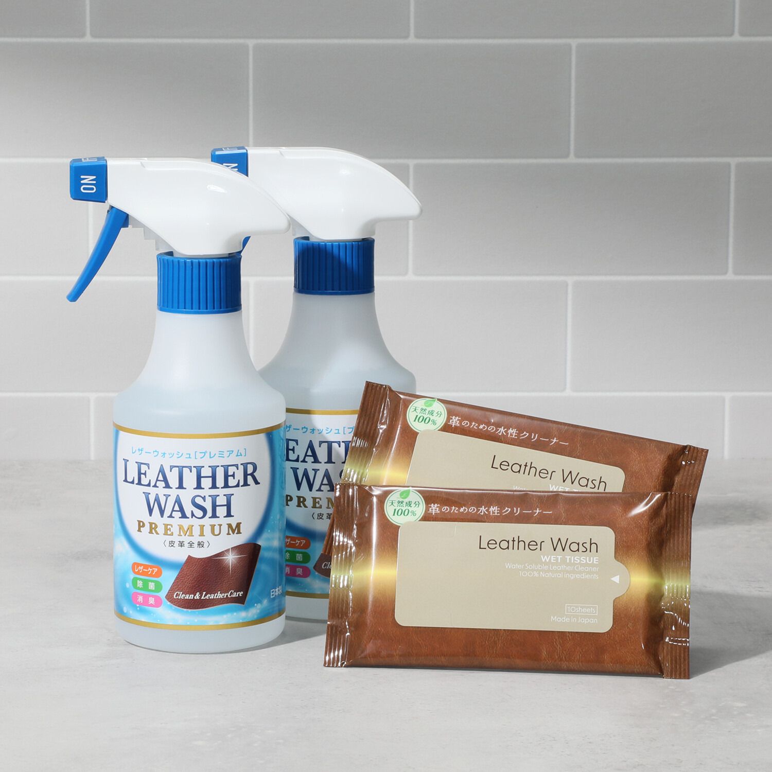 大正２年創業 東京下町の工場生まれ レザーウォッシュ プレミアムスプレー＆ クリーナーシートセット
