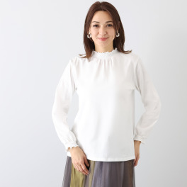 エムエムオー コットン天竺 シャーリング 長袖トップス