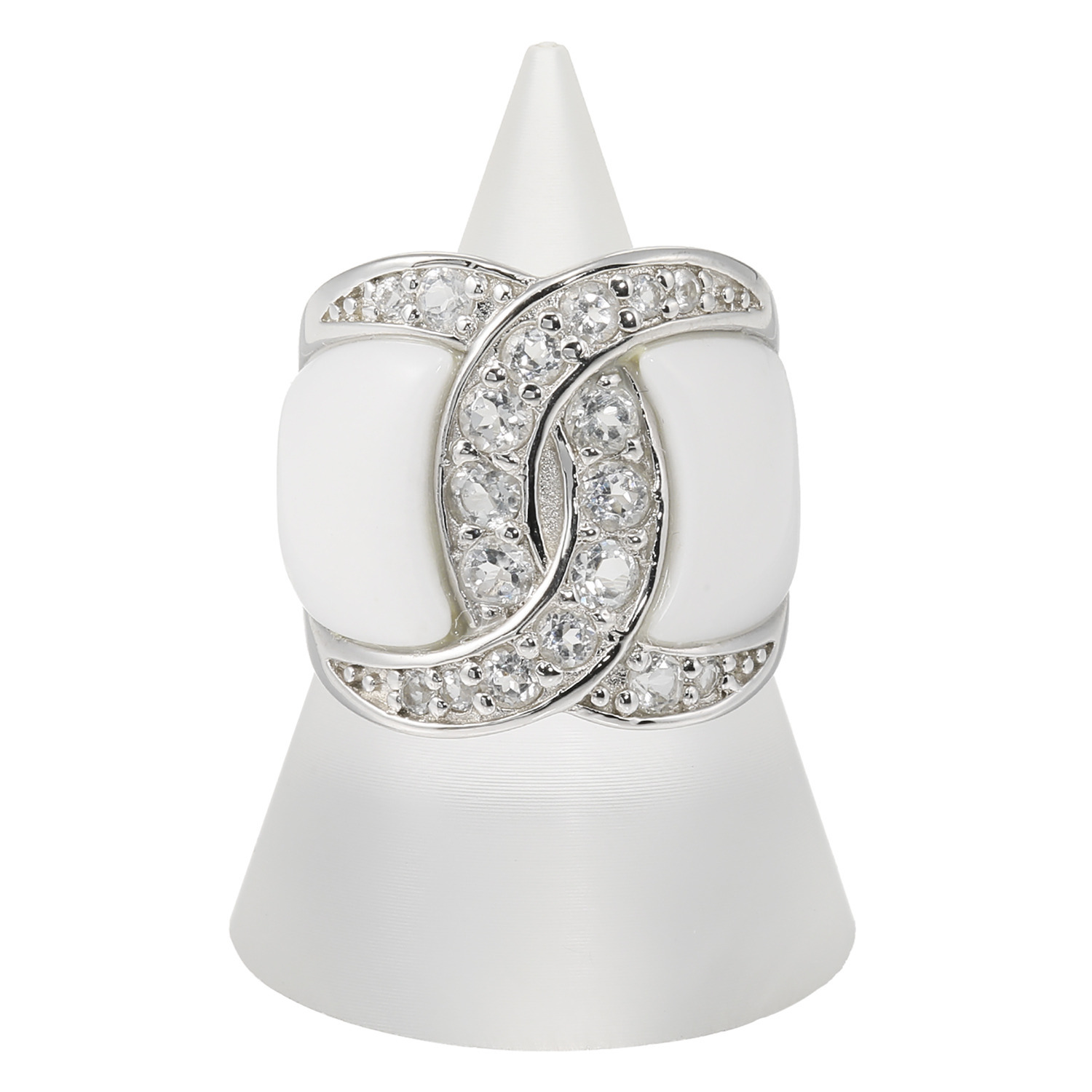 イーシア シルバー ホワイトカルセドニー＆ ホワイトトパーズ ボリュームリング