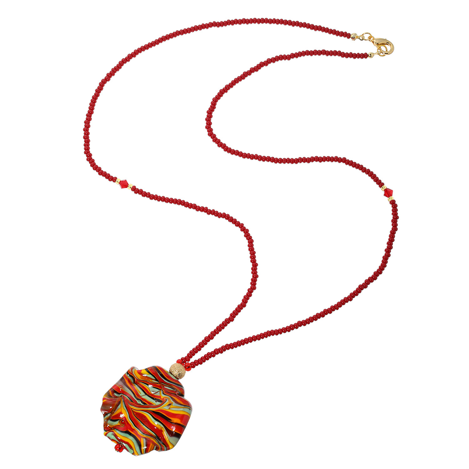 ラグーナ ベネチアンガラス マルチカラー ロングネックレス