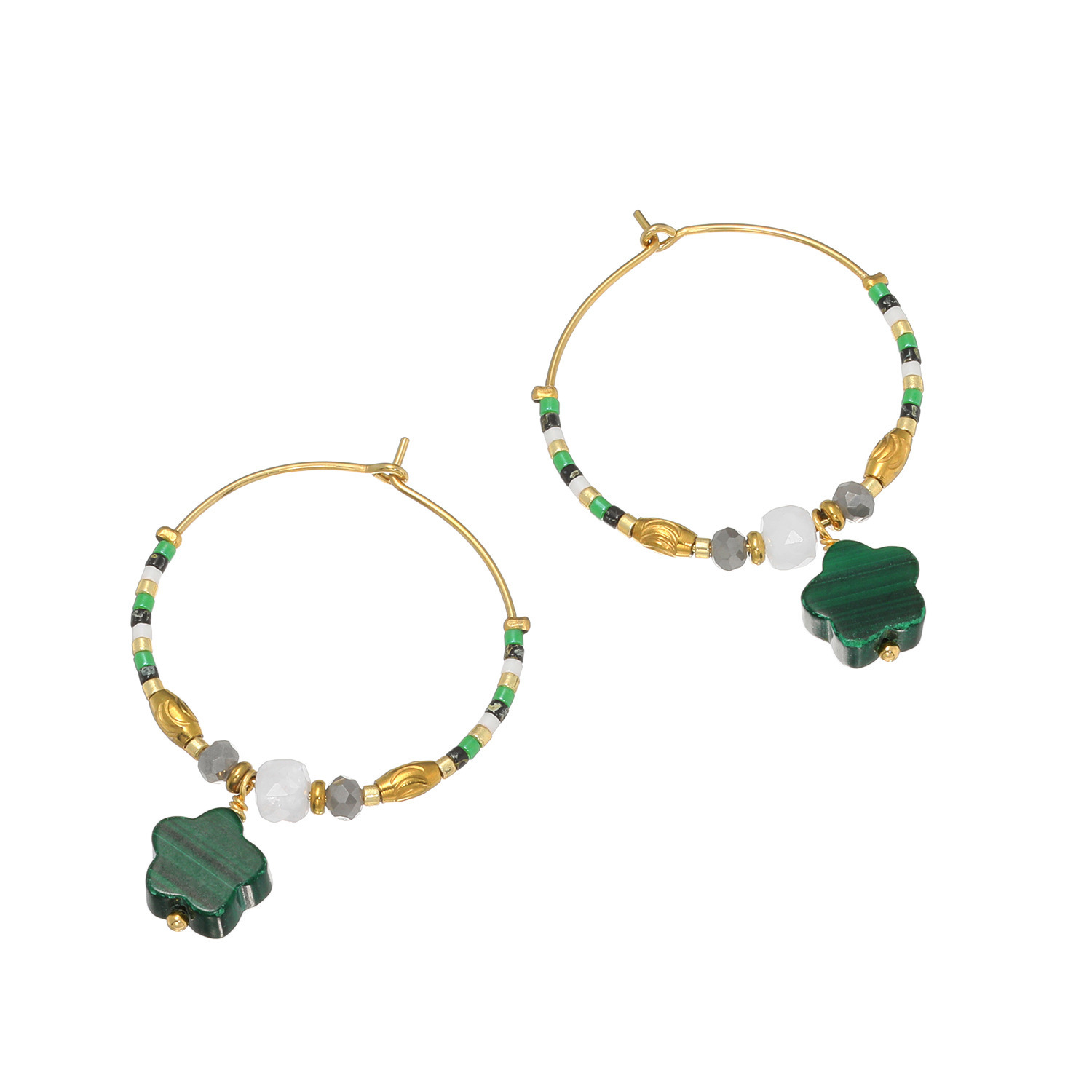 アビステ ステンレス マラカイト フープピアス