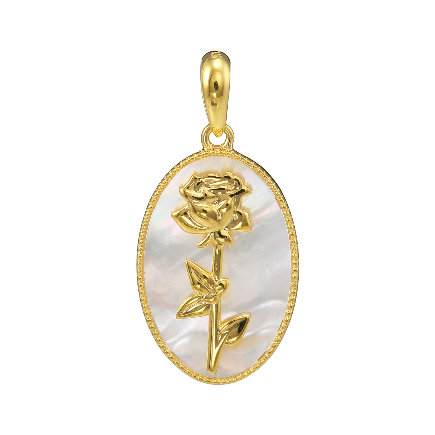 ルチェルーナ シルバー マザーオブパール ローズピクチャレスク デザインペンダントトップ