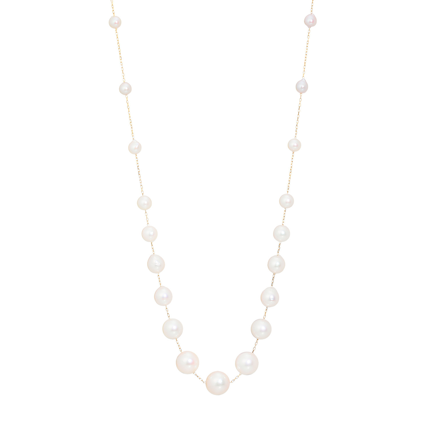 ジュペレ １８Ｋ 国産アコヤパール ベビーサイズミックス フローティングムーン ステーションネックレス