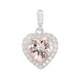 ビジューフルレゾン コローレ プラチナ９００ ハートシェイプ モーガナイト＆ ダイヤモンド ヘイローデザイン ペンダントトップ