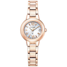 シチズン　“クロスシー” ベーシックコレクション ラウンドフェイス ステンレスベルト 電波ソーラーウォッチ ＜サクラピンク＞