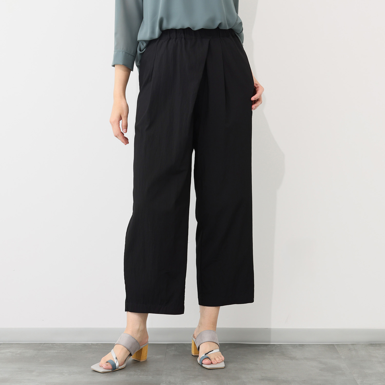 フーア サラッとした肌触り ワッシャー加工 リラックスタックパンツ