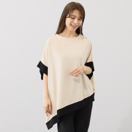 トマケトマ バイカラーアクセント アシンメトリーヘム プルオーバー