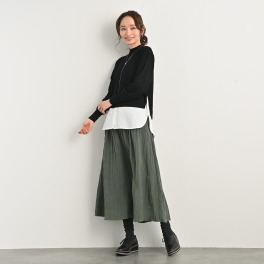 元町ゼラール ワッシャープリーツ ギャザー切替 ふんわりスカート