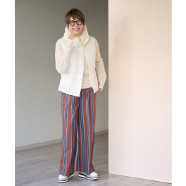 ウノ・ウノ・ドゥーエ マルチストライプ ワイドイージーパンツ