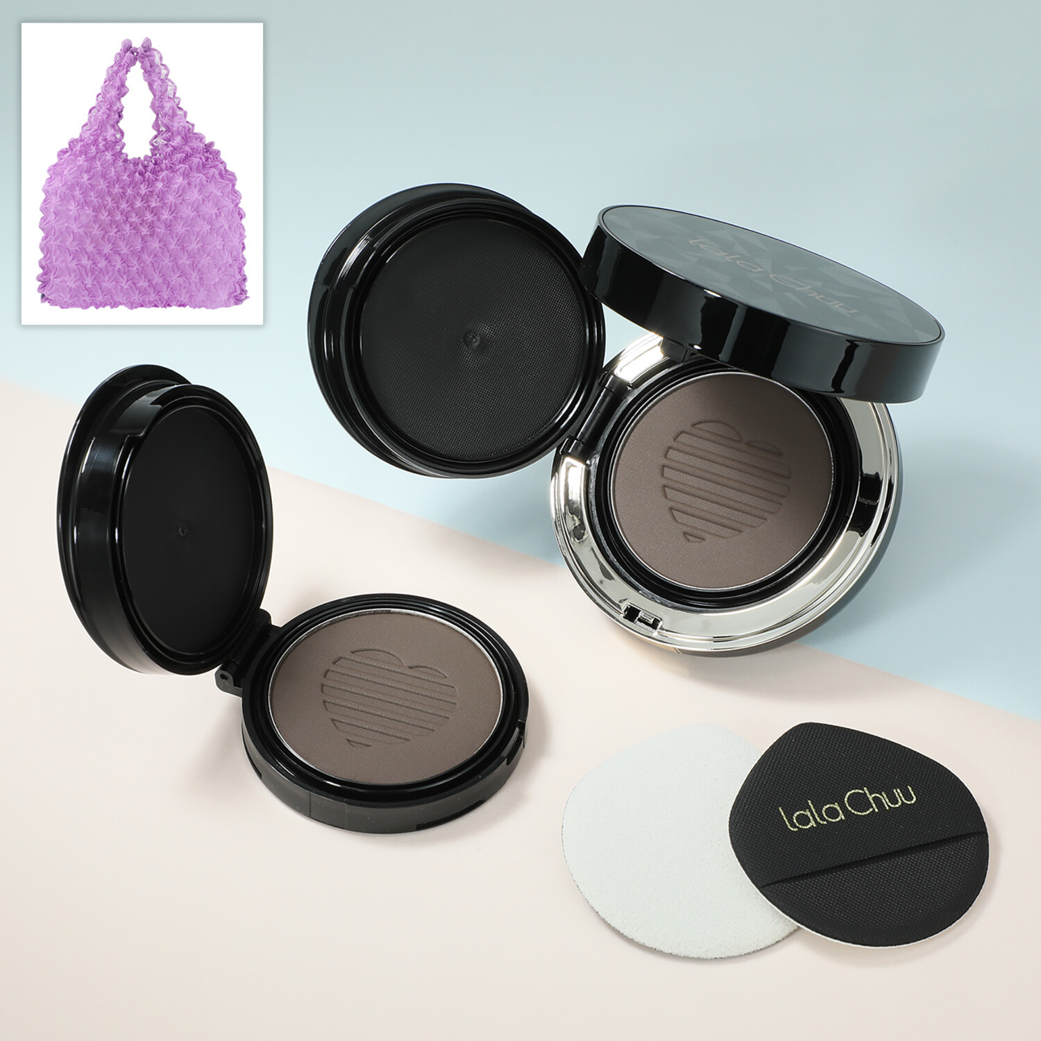 ララチュー メイク効果で白髪と薄毛を 簡単瞬時にカバー ヘアファンデーション プレミアムＥＸ ＜ダークブラウン＞ ２個分エコバッグ付セット