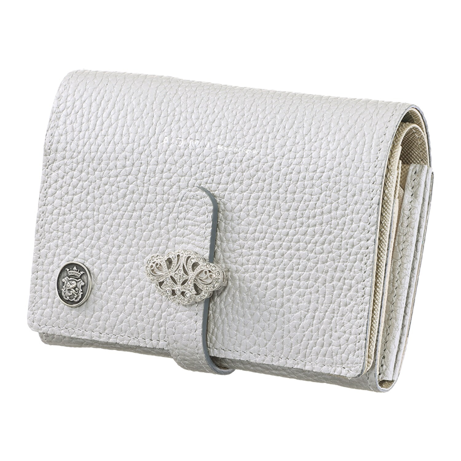 エーディーエムジェイ 牛革シュリンク型押し アールデコモティーフ スモールウォレット