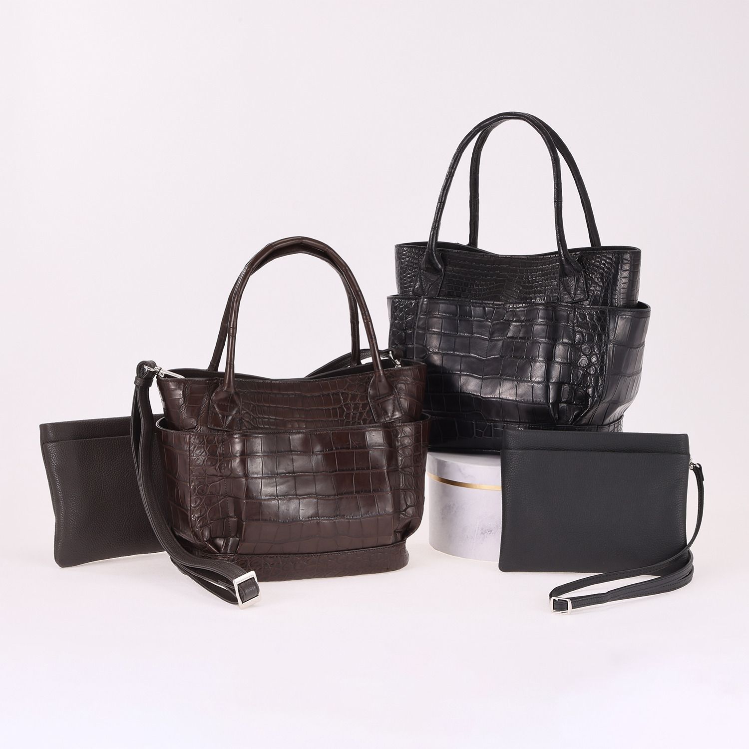 アルムコ マットクロコダイル トートバッグ＆ イタリアンレザー ポシェット