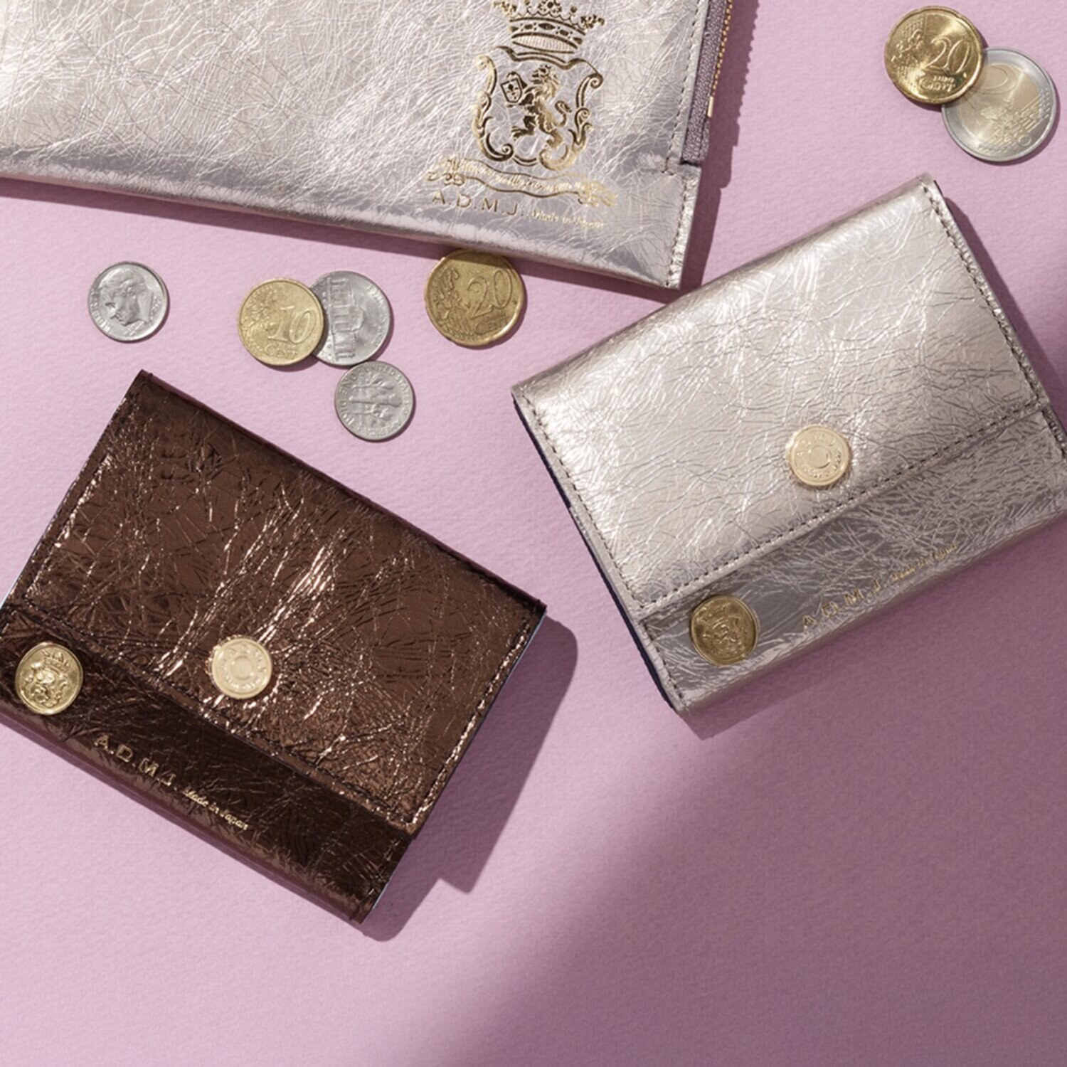 エーディーエムジェイ イタリアンレザー コイン＆パスケース