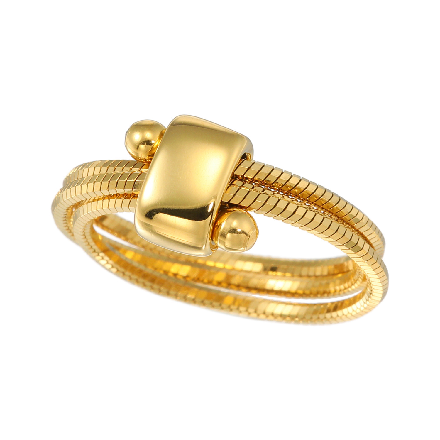 キラレ ステンレス ８面カット スネークチェーン ３連スパイラルスライド フレキシブルリング