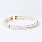 ペルラモーダ シルバー 無調色 ベビーアコヤパール ２連バングル