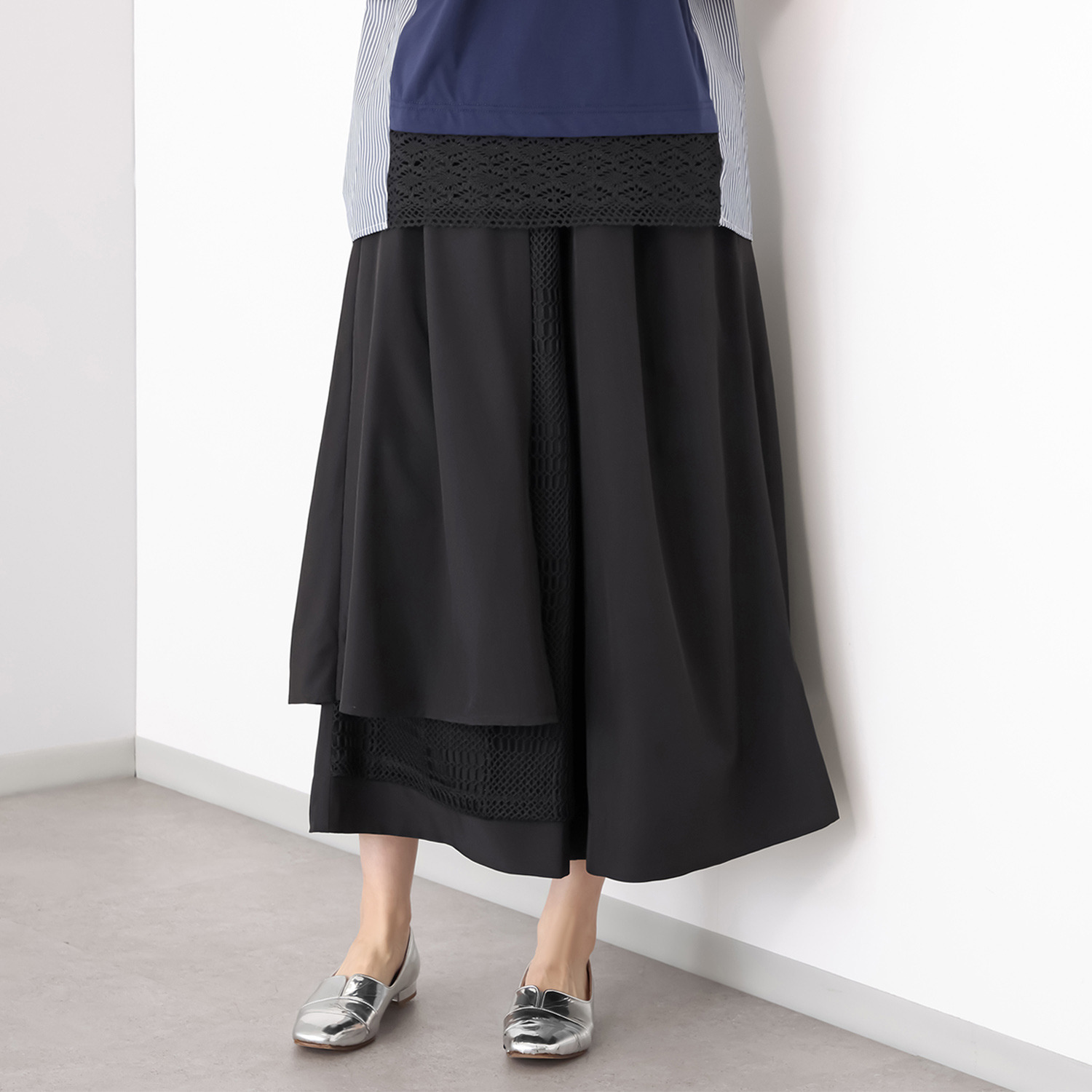 ラブソル アシンメトリーデザイン メッシュアクセントパンツ- ショップ