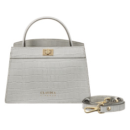 クラウディア ＜イタリア製＞ カーフレザー クロコダイル型押し 美錠デザイン ２ウェイハンドバッグ