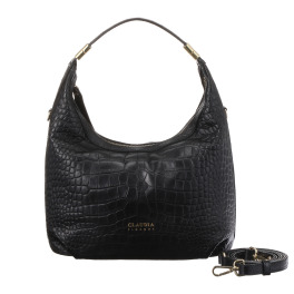 クラウディア ＜イタリア製＞ ソフトカーフレザー クロコダイル型押し ２ウェイ ブレスレットバッグ