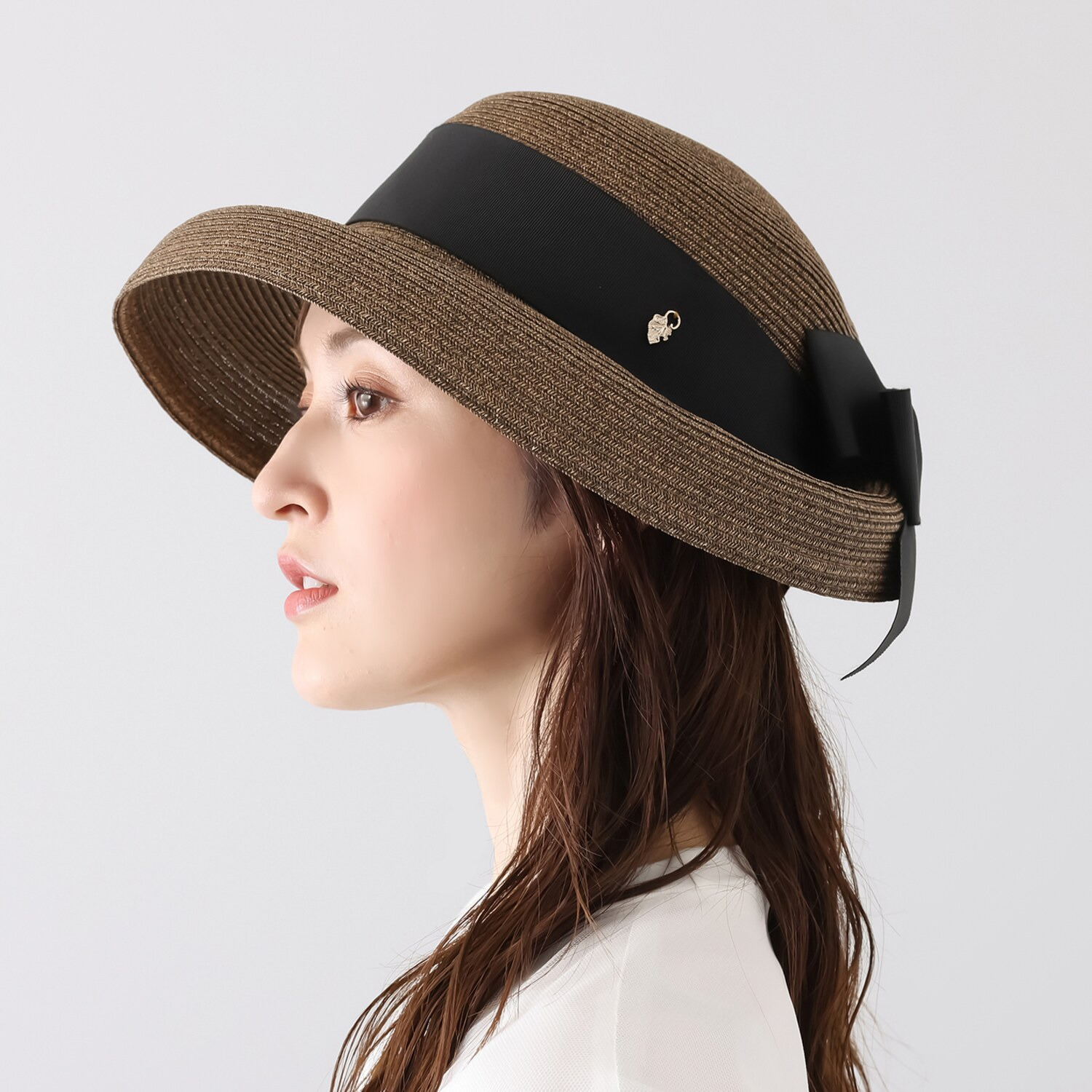 アウレリア 日本製 ＵＶカット ブレードリボン ブリムダウンハット