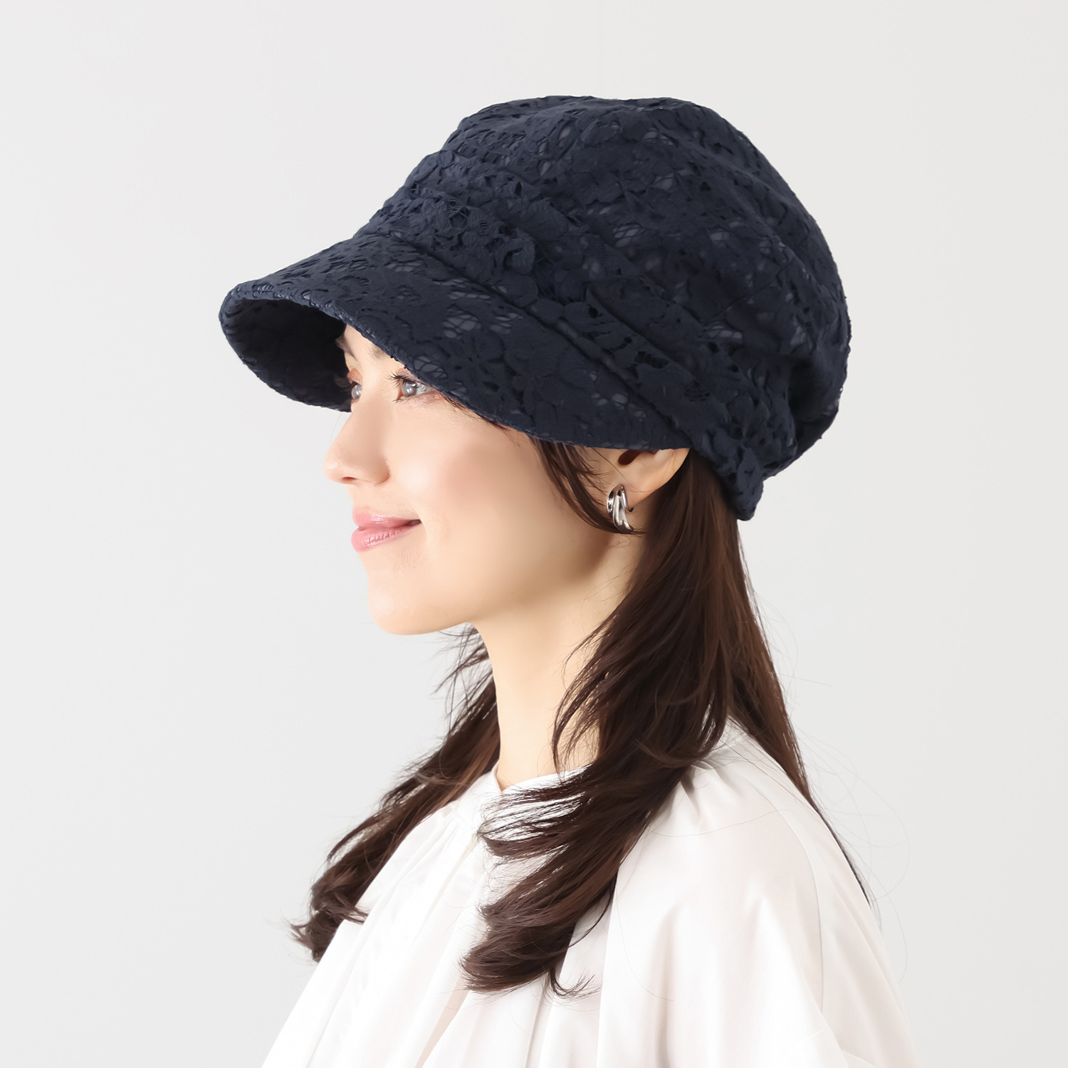 タイムクロス 日本製 綿混 洗えるナチュラルレース 軽量キャスケット