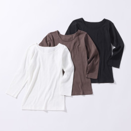 ジュエル オーガニックコットン混 ストレッチリブ編 七分袖インナー３枚セット