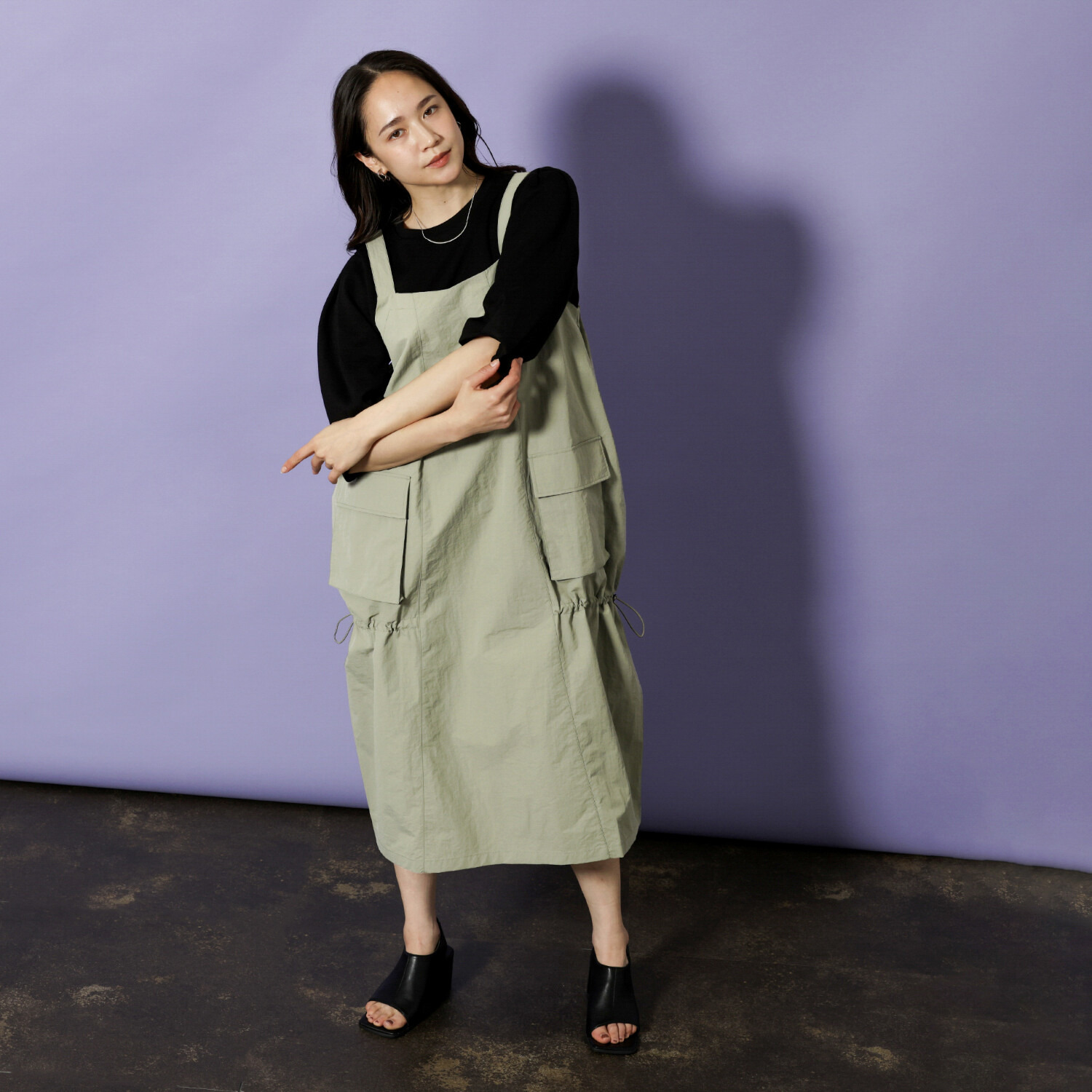 コモエリークローゼット ビッグポケット ジャンパードレス