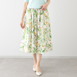 マルティジャーニ 日本製　匠の技 リネンコットン ボタニカルプリント スカート