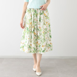 マルティジャーニ 日本製　匠の技 リネンコットン ボタニカルプリント スカート