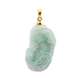 マスターストーン シルバー 無着色本翡翠 貔貅（ひきゅう）彫り ペンダントトップ