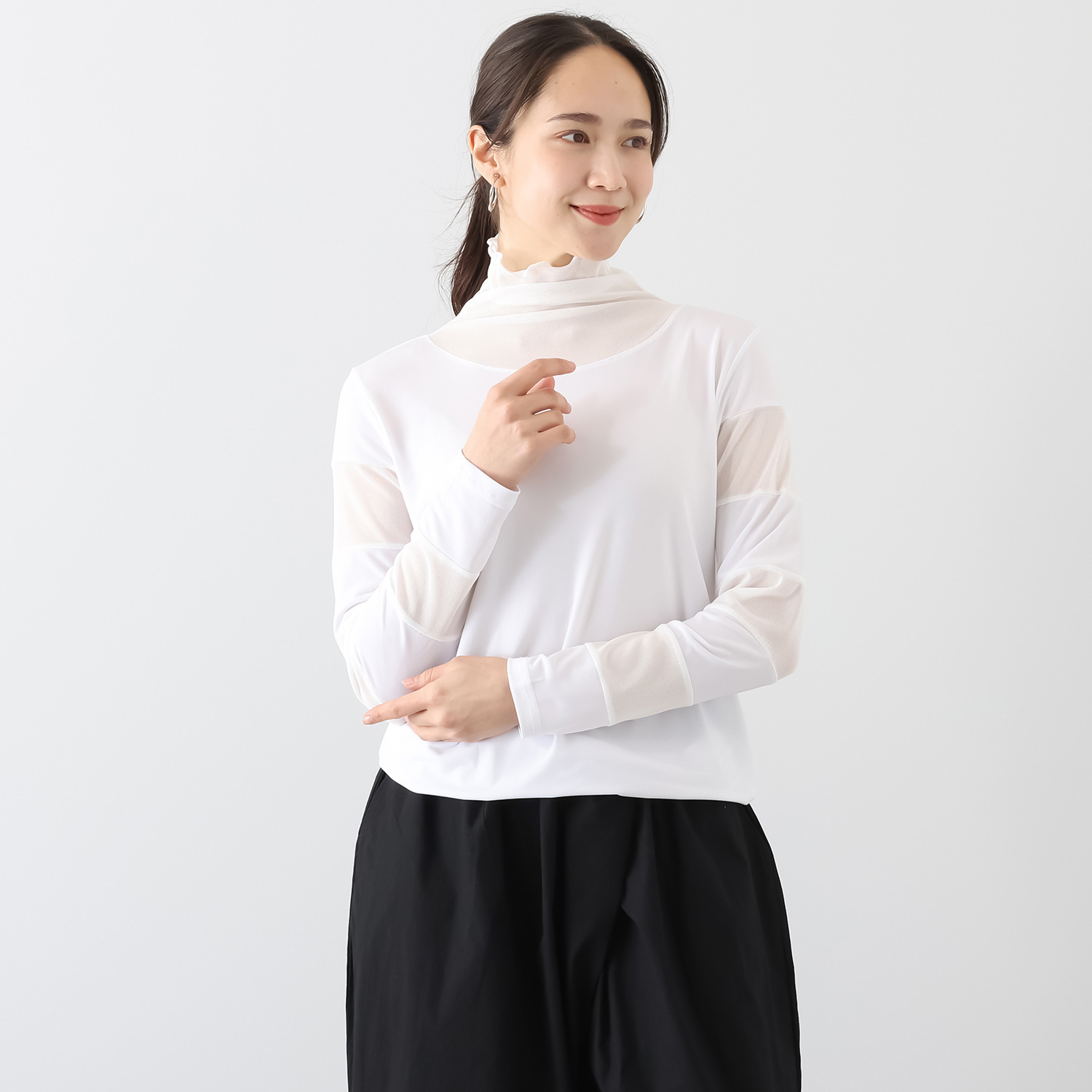 コイビトミサキ　ブラック シアー メッシュ切替 インナープルオーバー