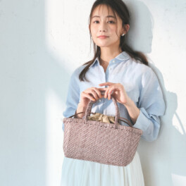 ムジカヴィータ 山羊革 メッシュ スクエアショートバッグ ＜巾着袋付＞