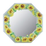フローラルグラス 八角ミラー　Ｓサイズ ＜ひまわり＞