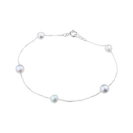 ブーレ シルバー 国産無調色 ナチュラルグレー ベビーアコヤパール ステーションブレスレット