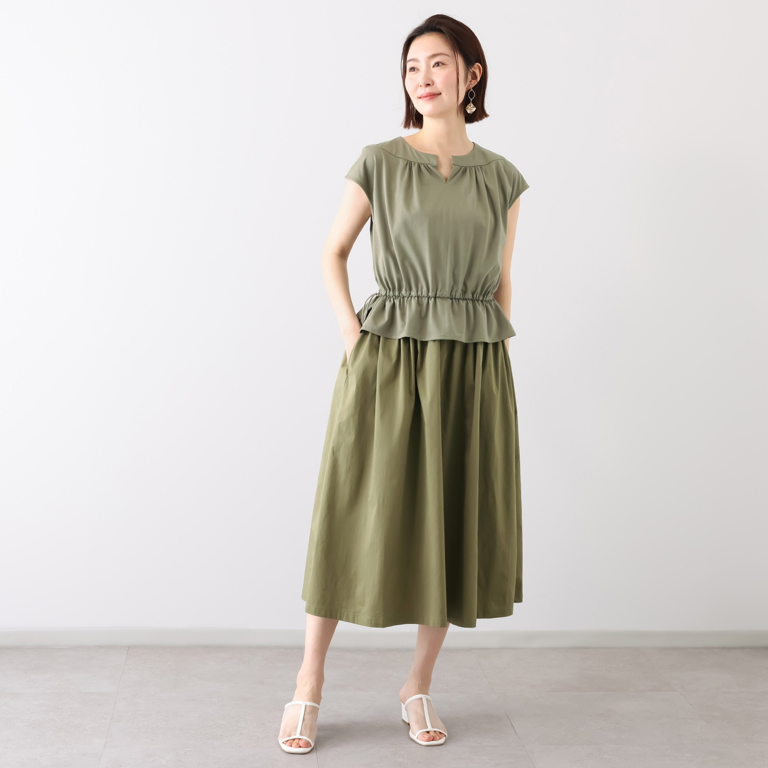 キリ　エ　キリ 異素材ドッキング ワンピース